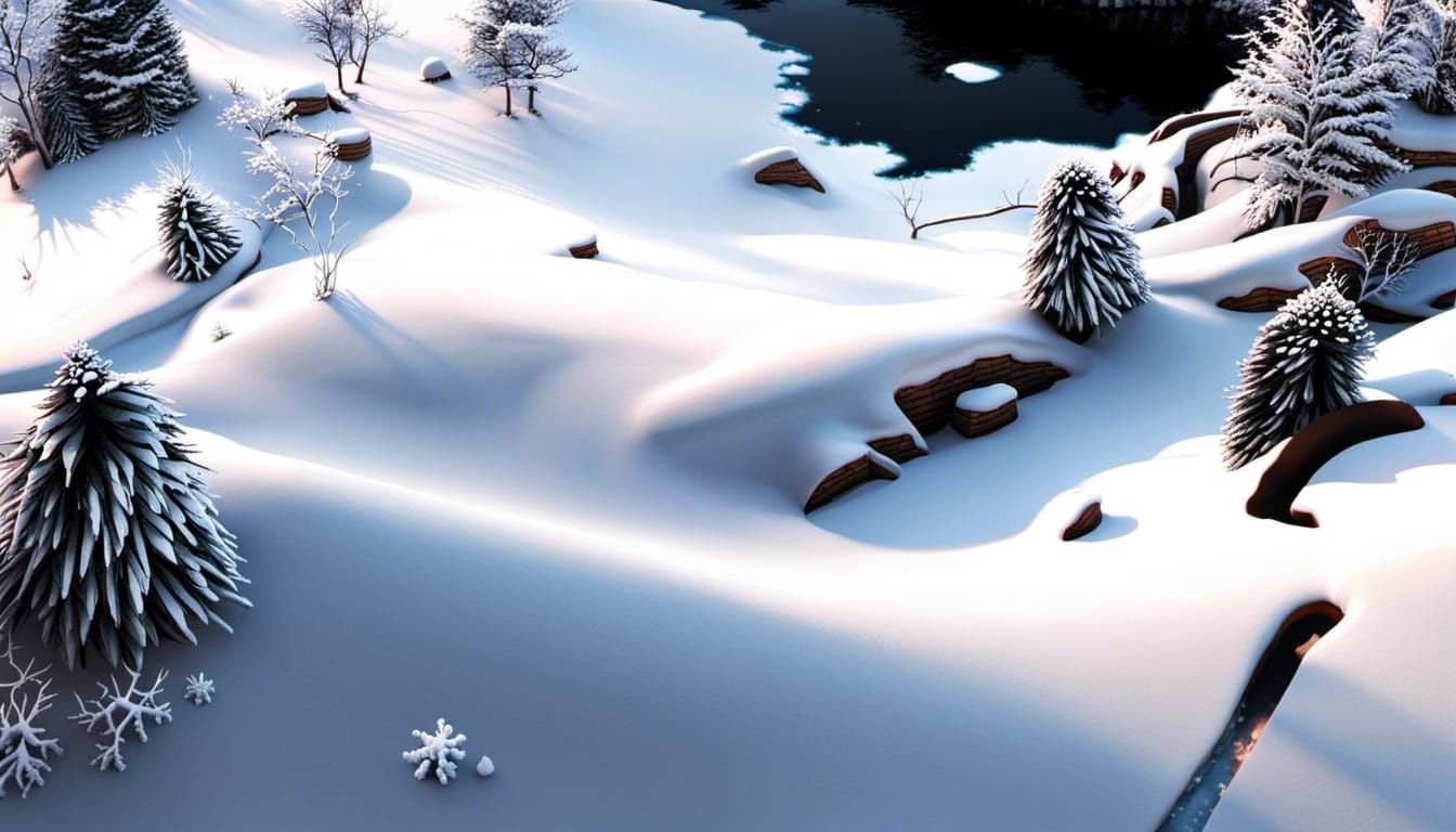 Icy Snowy Landscape in Hyperrealistic Style