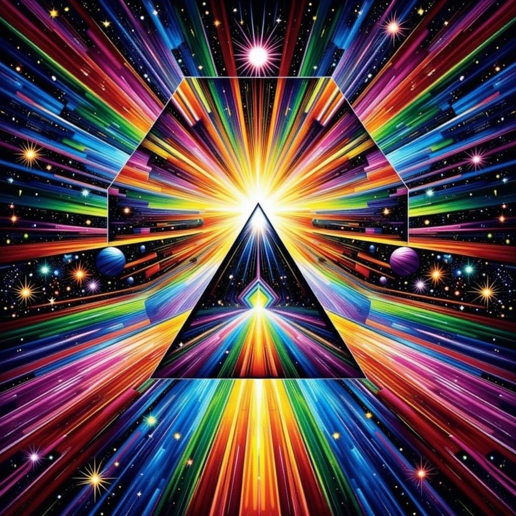 Prism Refracting Light with Tesseract Fractal in Geometric S...