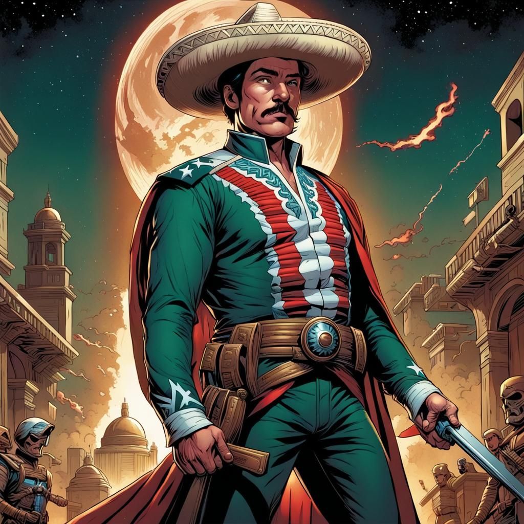 Captain Mexico Comic Book Art Illustration