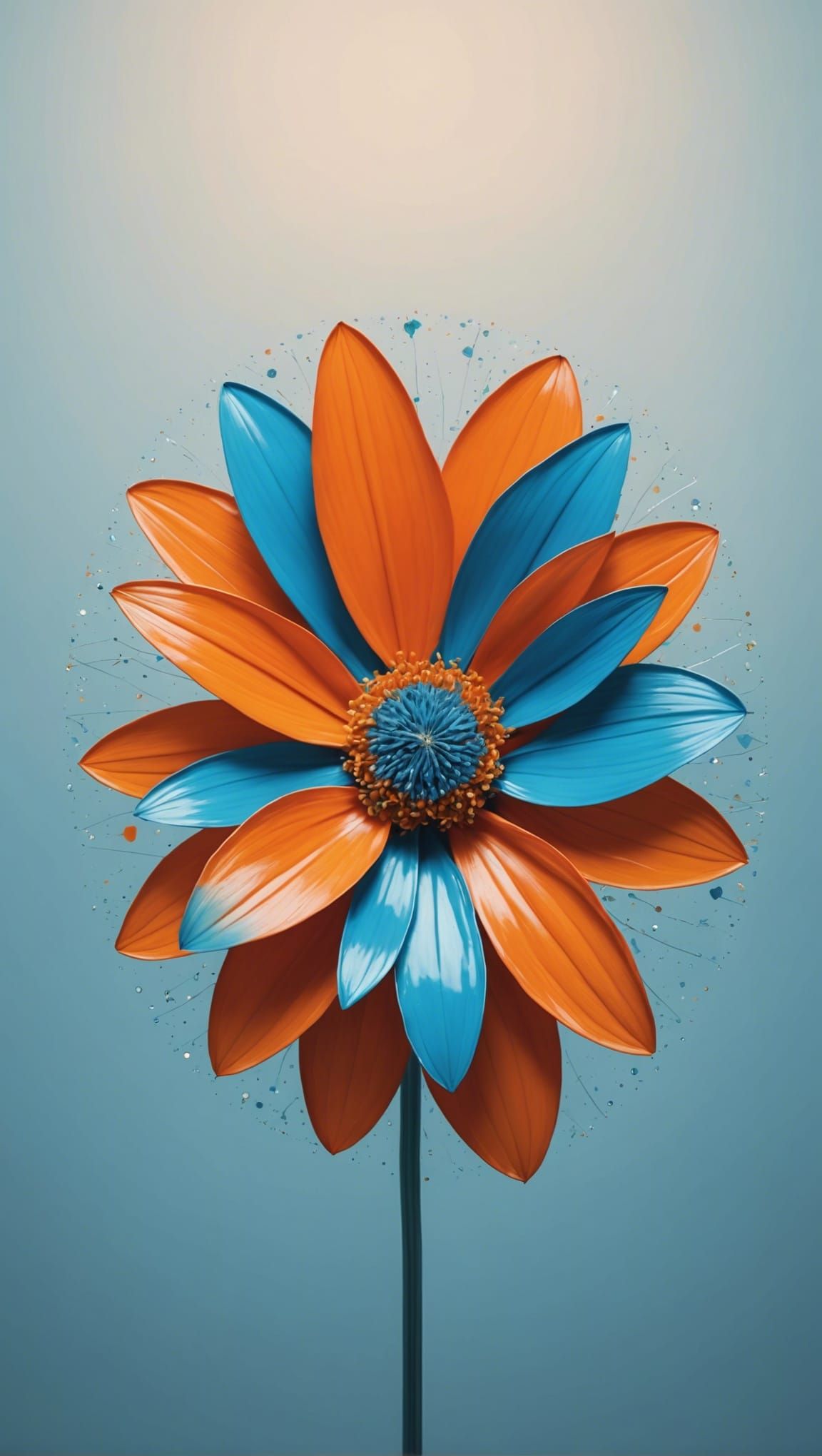 Ethereal Shimmerflower Mire in Cerulean and Orange