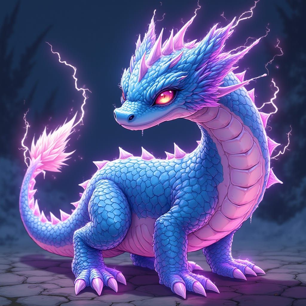 Anime Plasma Dragon Wyrmling with Electric Scales