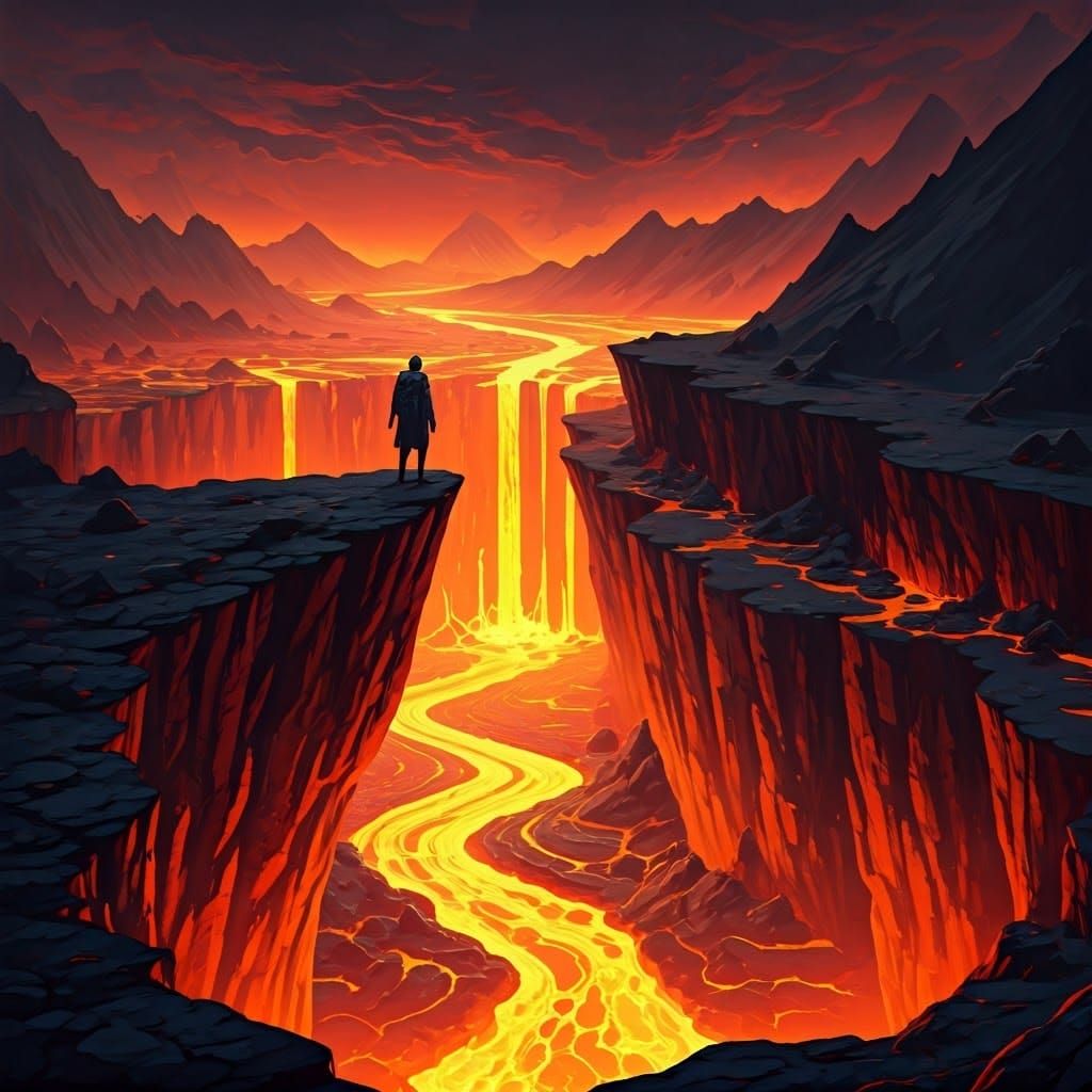 Hellish Abyss: A Dark, Atmospheric Landscape