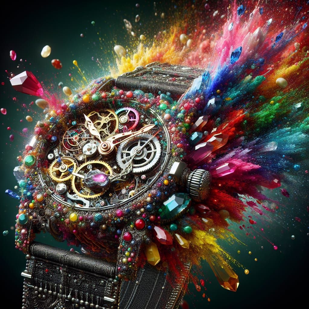 Steampunk Gemstone Watch: Hyperrealistic Concept Art