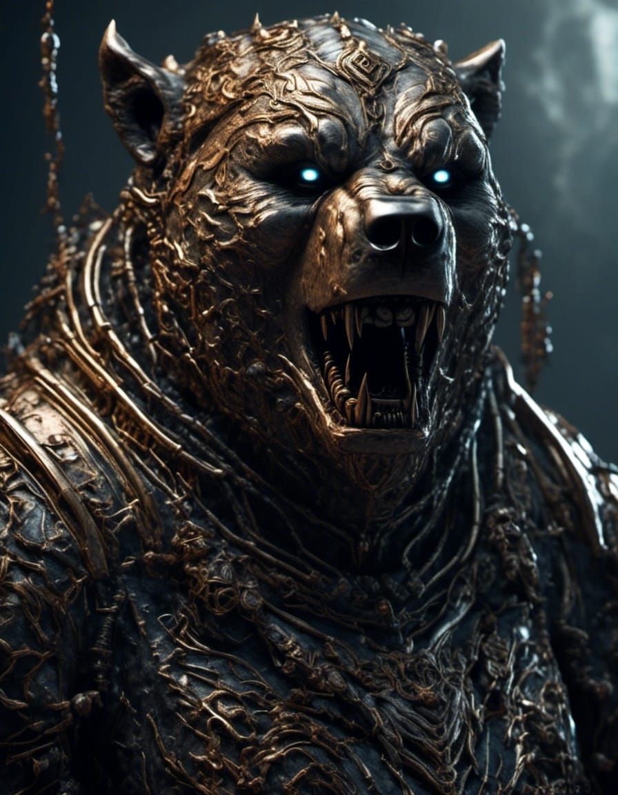 Creepy Zombie Bear Portrait in Hyperreal Detail