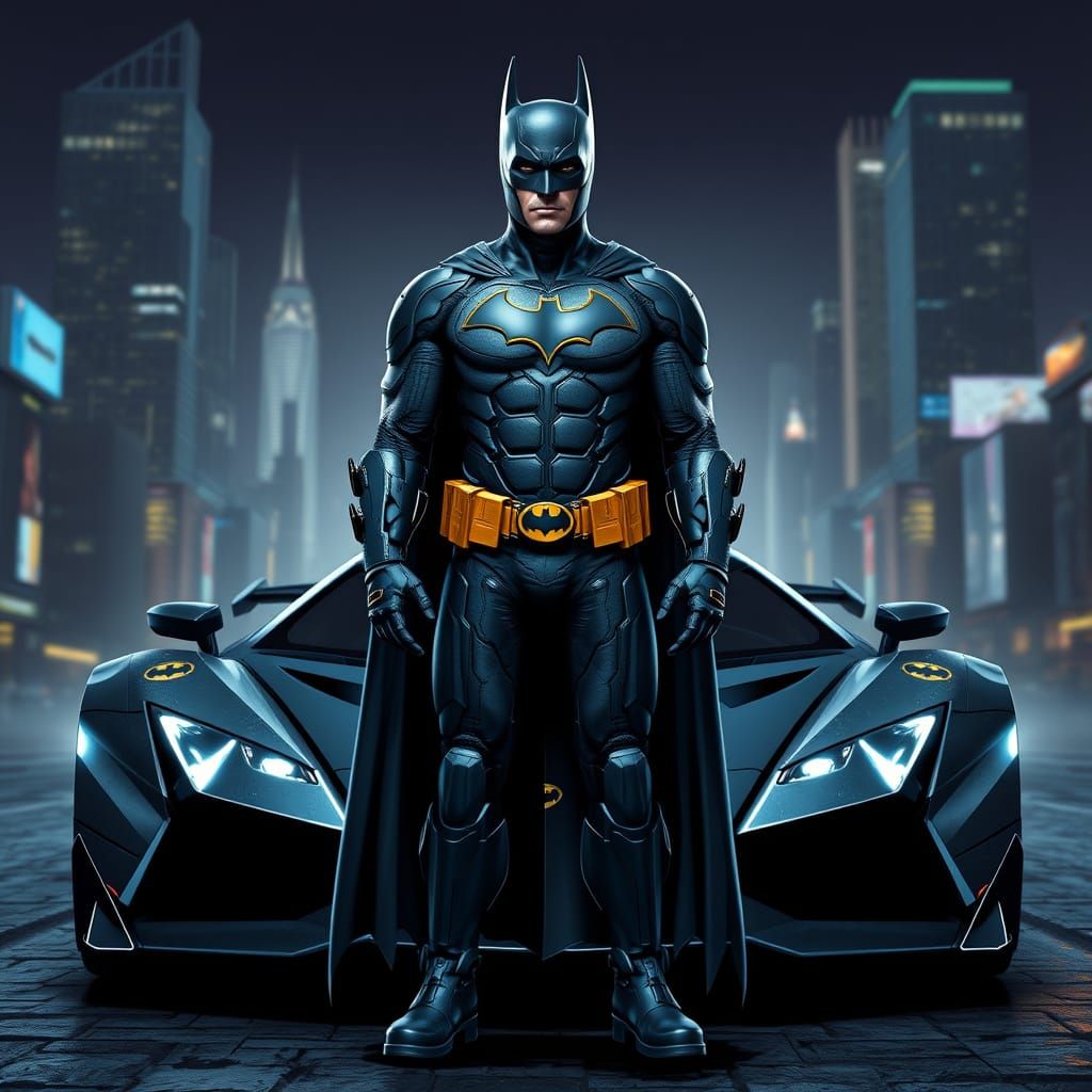 Batman in Gritty Gotham City: Digital Illustration