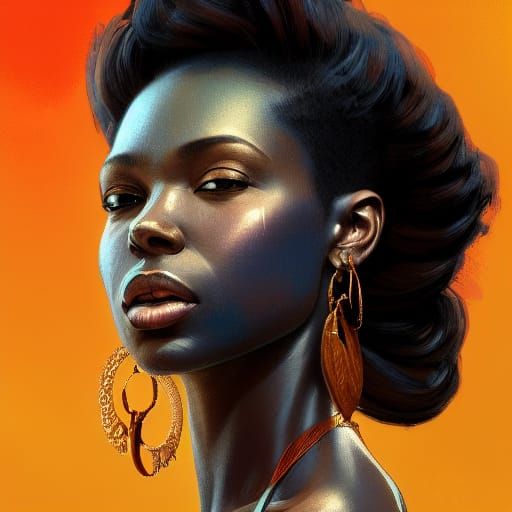Hyperdetailed Portrait of African American Woman