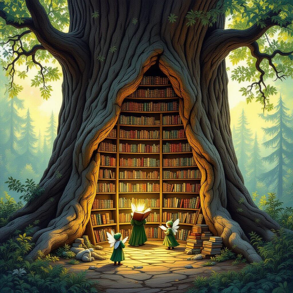 Magical Forest Library Inside Giant Sequoia