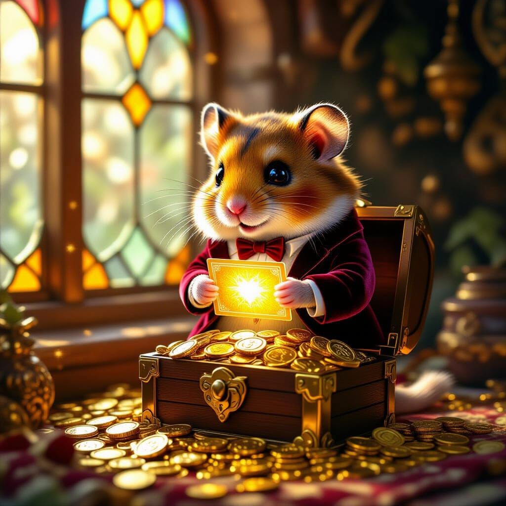 Hamster Guardian of Gem-Filled Treasure Chest
