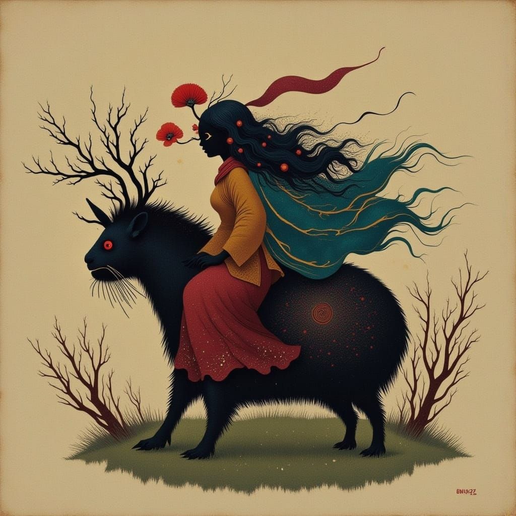 Abstract Lacquered Design with Intricate Textures