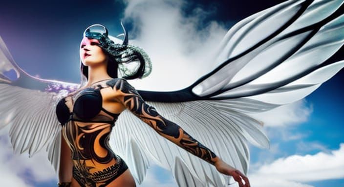 Gorgeous Winged Fairy Portrait in Spectral Light