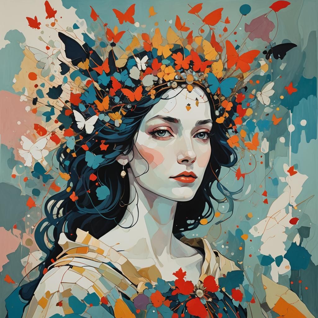 Abstract Portrait of Faerie Queen in Complementary Colors