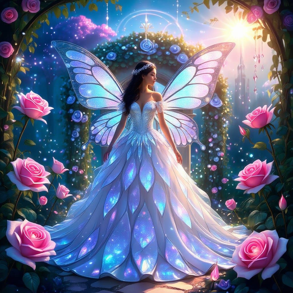 Iridescent Glass Ballgown Inspired by Butterfly Wings