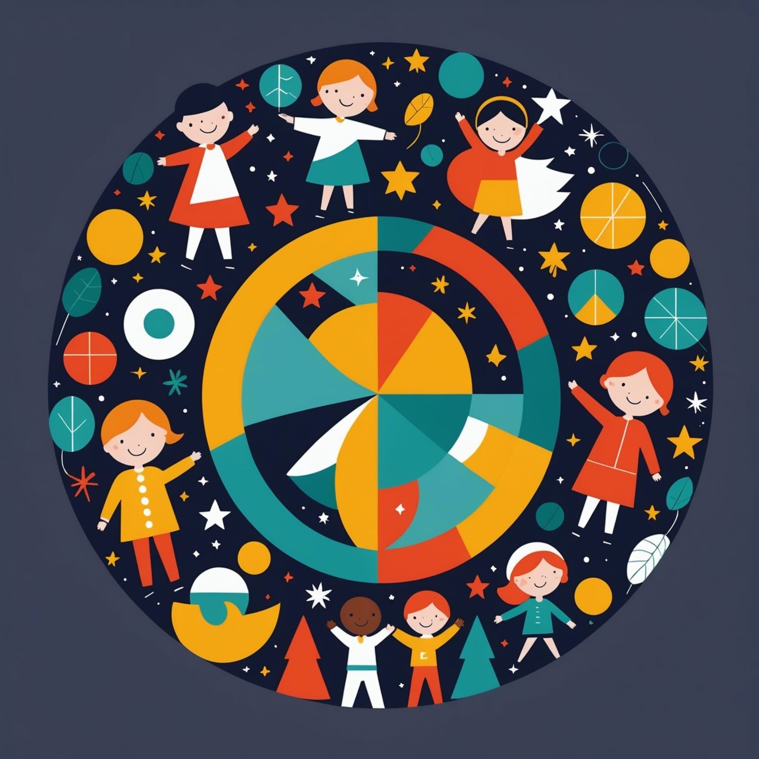 Children Celebrate Peace: Minimalist Geometric Art