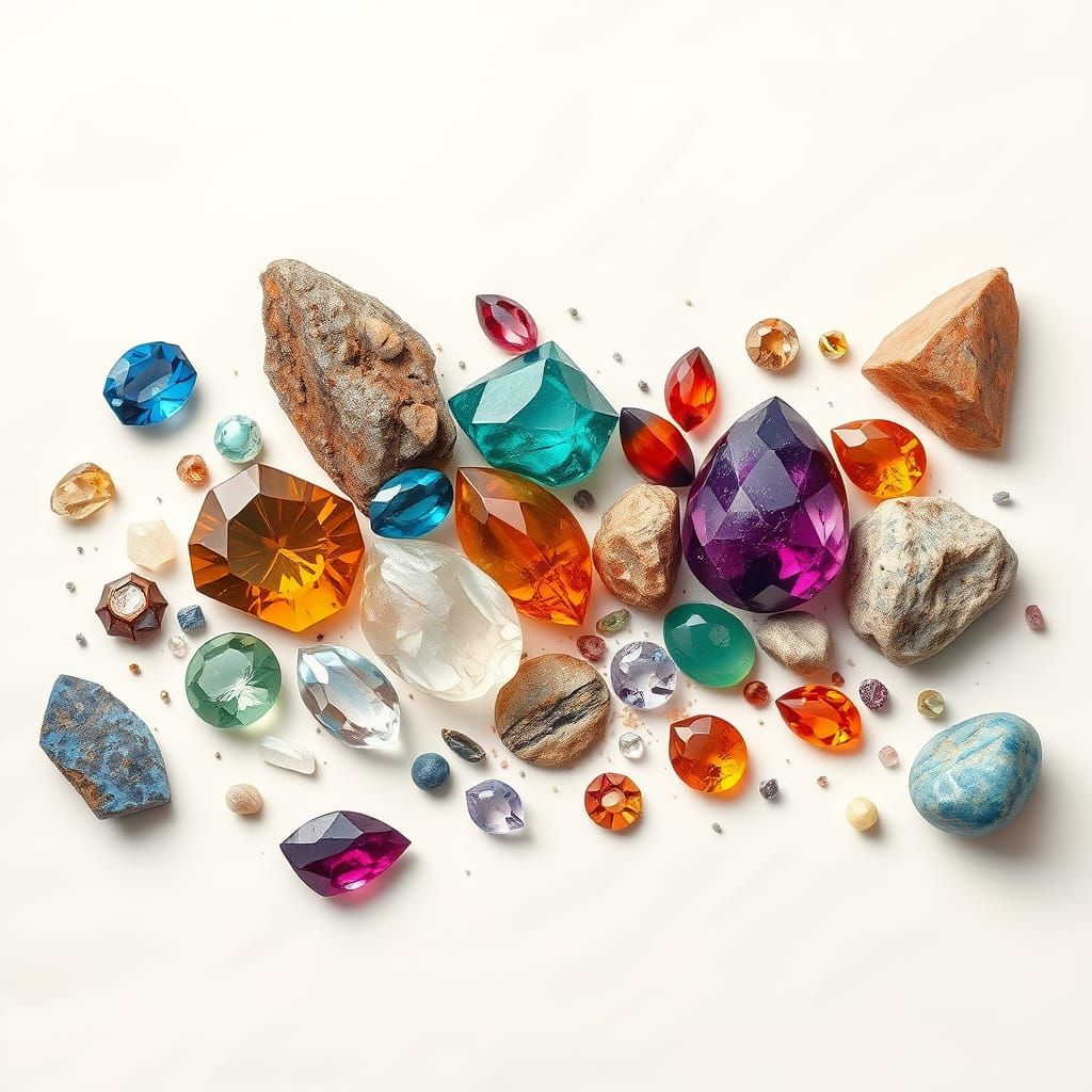 Antique Gemstones on Vintage Paper in Realistic Lithography ...