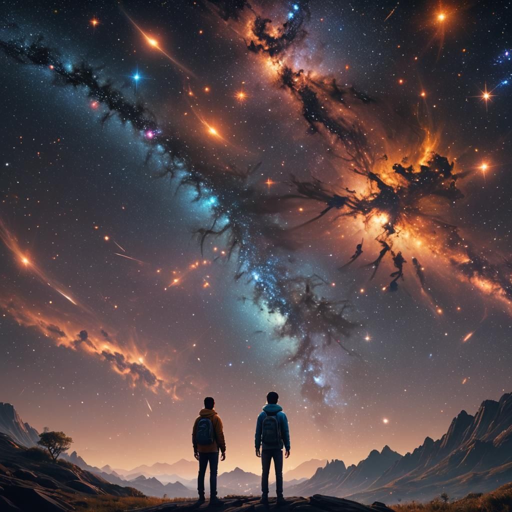 Radiant Stars and Galaxies in Photorealistic Sky