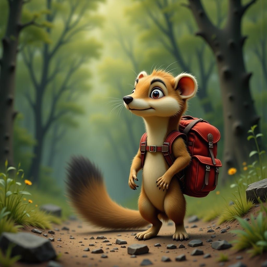 Mysterious Forest Adventurer: A Scrappy Weasel's Journey Beg...