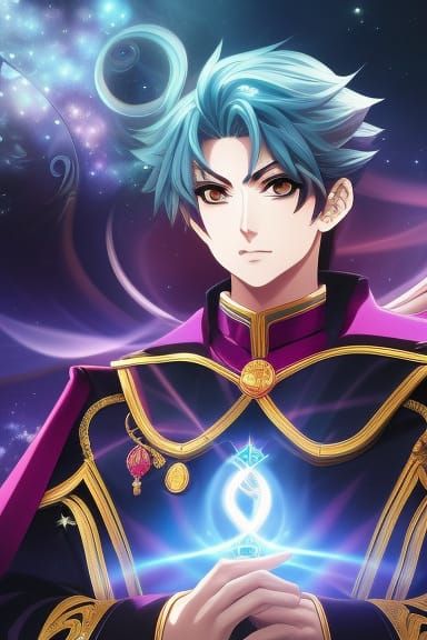 Magician Surrounded by Swirls of Magic