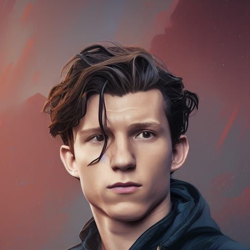 Tom Holland Portrait by Rutkowski, Artgerm, and Mucha
