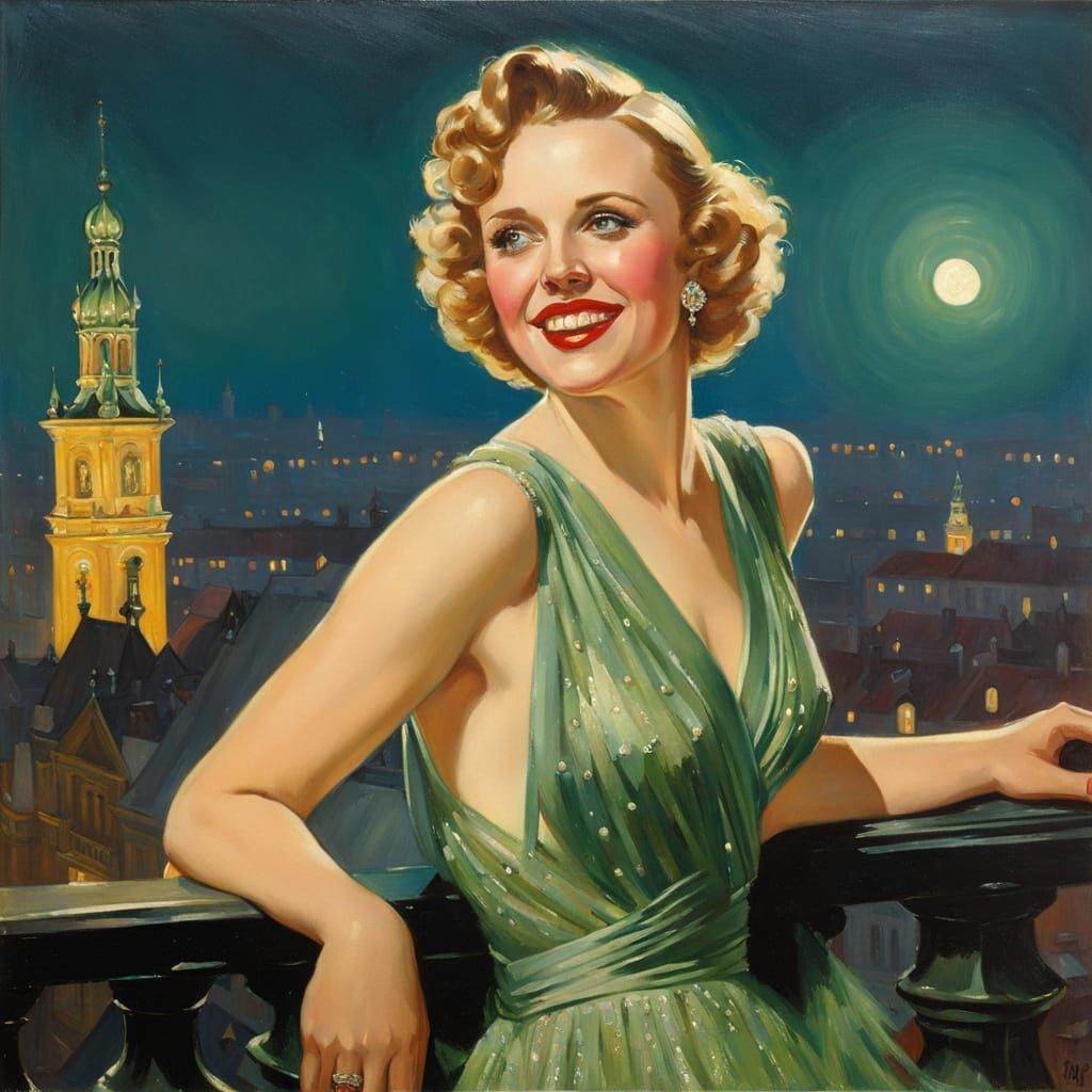 Flapper Portrait in Impressionistic Style