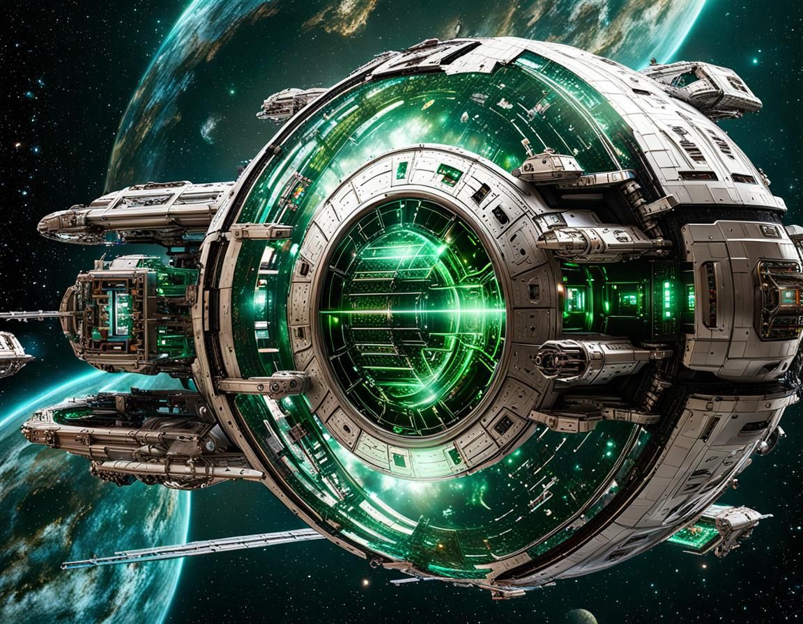 Nebula Conduit Borg Sphere Ship in Space