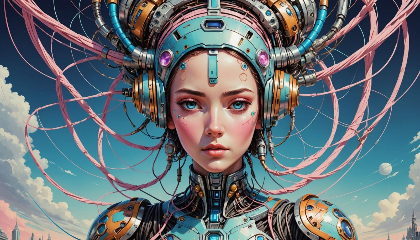 Enchanting Android Goddess in Cyberpunk Dreamscapes