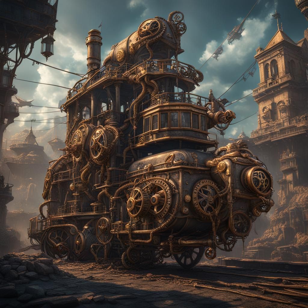 Steampunk Hydra in Detailed Matte Painting