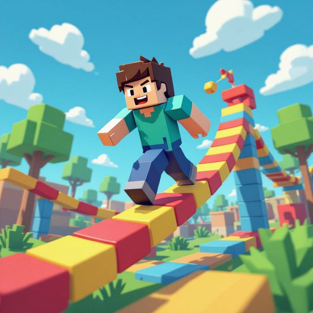 Vibrant Roblox Character on Obstacle Course