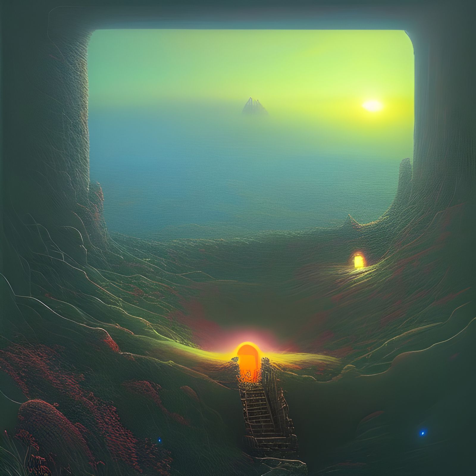 Eerie Portal Illuminates Secrets in Dark Landscape