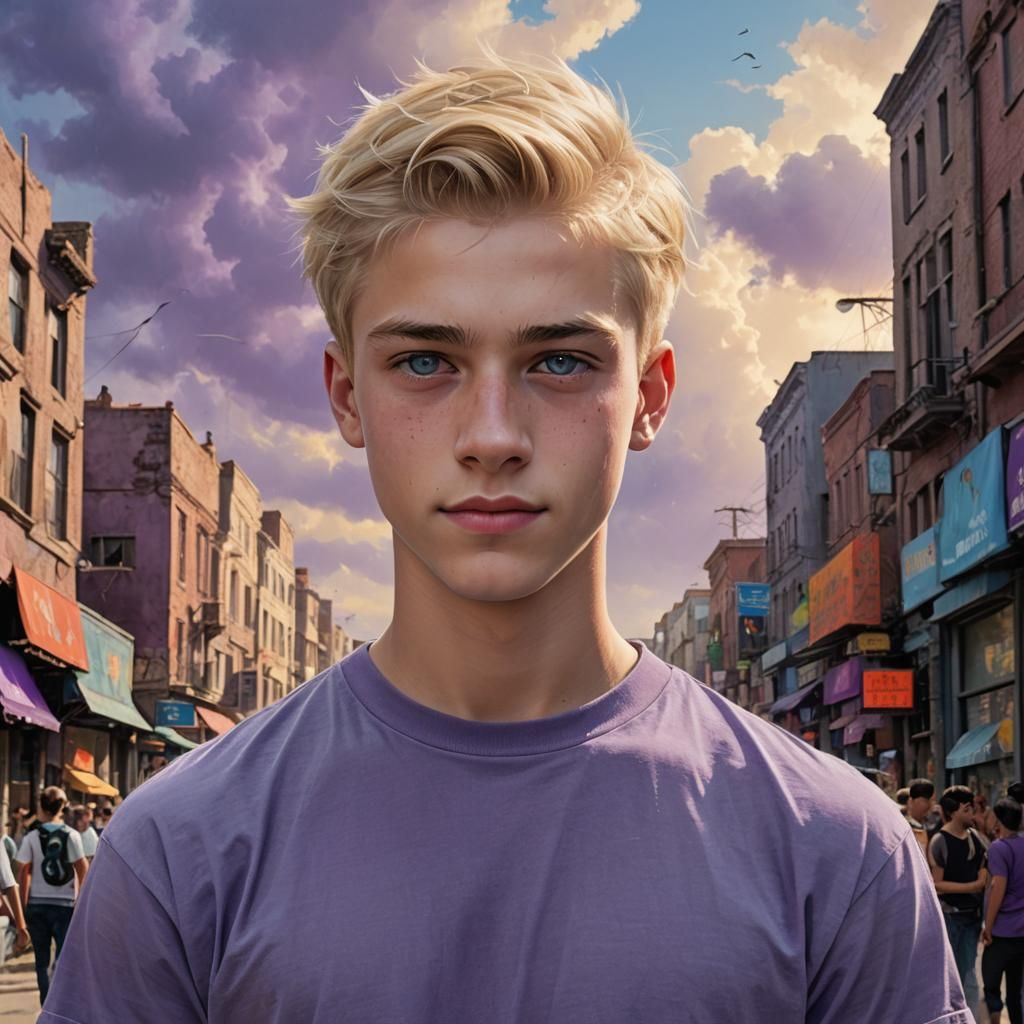 Handsome Teen with Blond Hair in Detailed Digital Painting