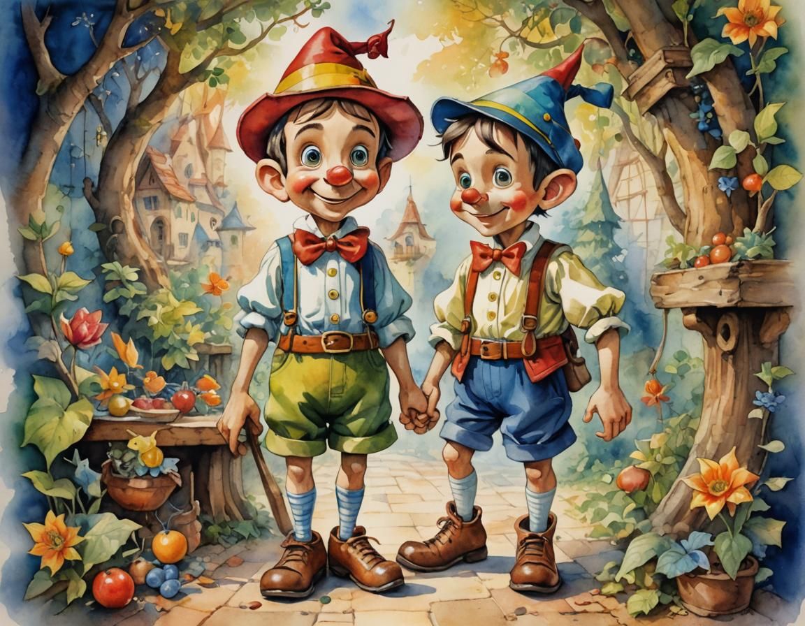 Pinocchio Storybook Illustration in Vibrant Watercolour