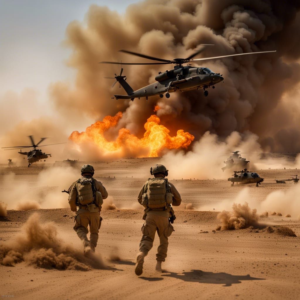 Intense Night Battle Scene in Afghanistan