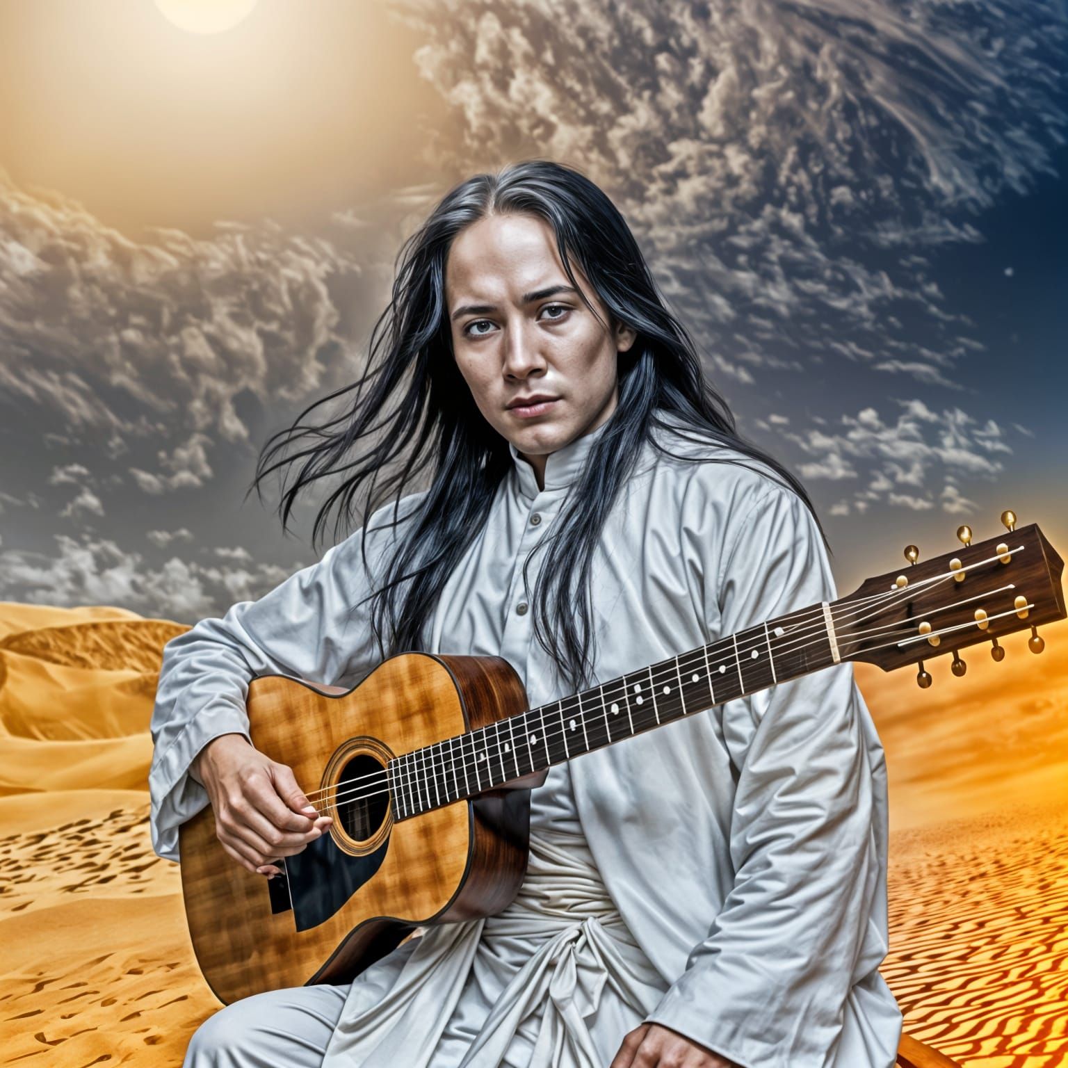 Angelic Sufi Warrior Plays Guitar on Tatooine