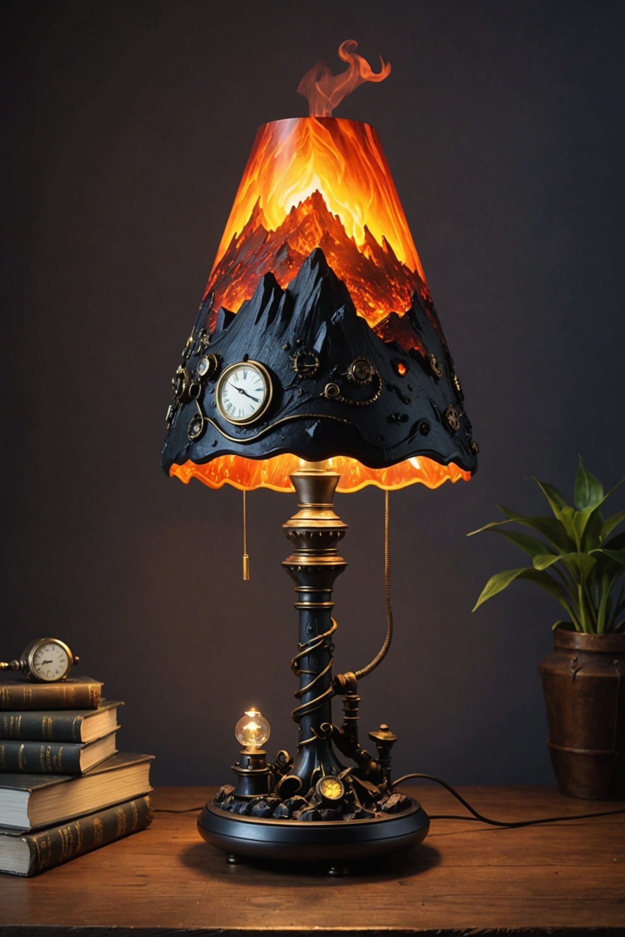 Steampunk Volcanic Lamp in Tarantino Style