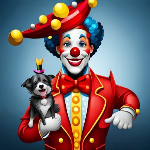 Cheerful Dog Clown in Circus: Concept Art