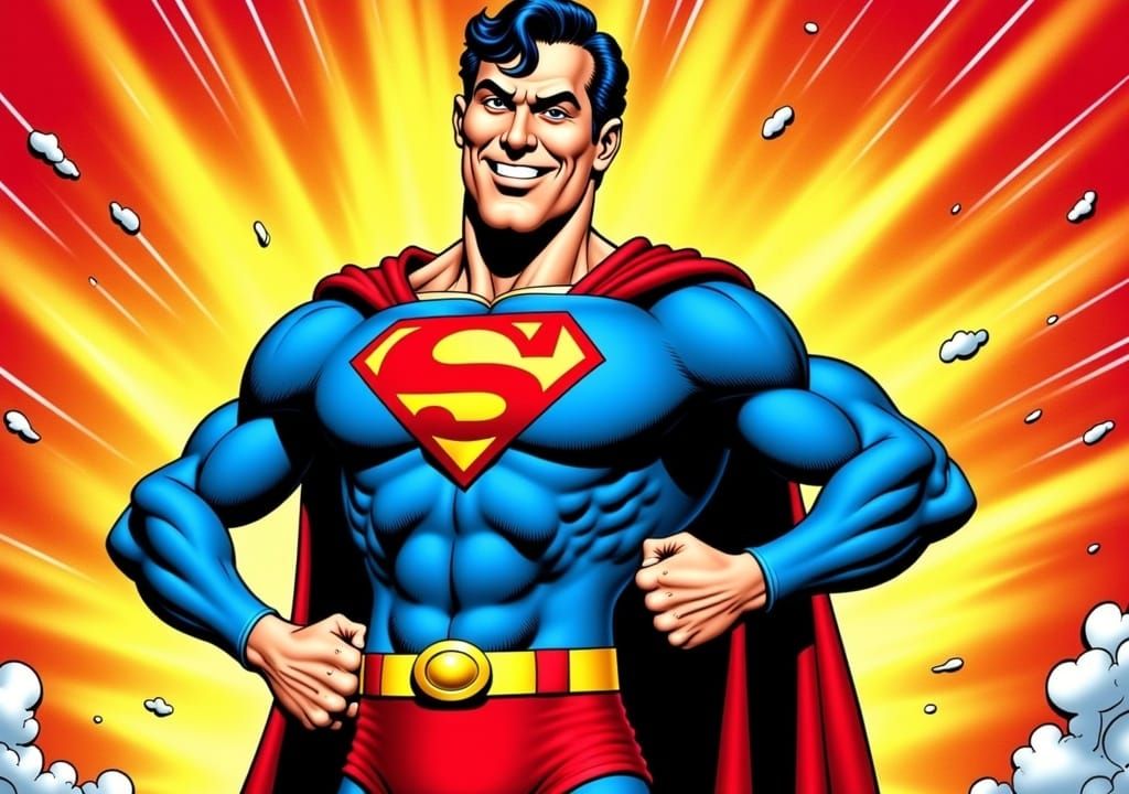 Fred Flintstone as Superman in Comic Book Style