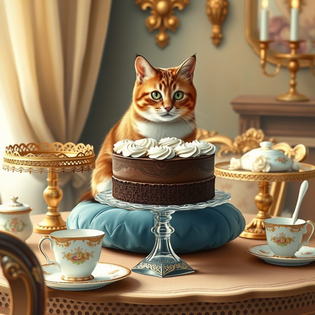 Whimsical Feline Amidst Golden Delights