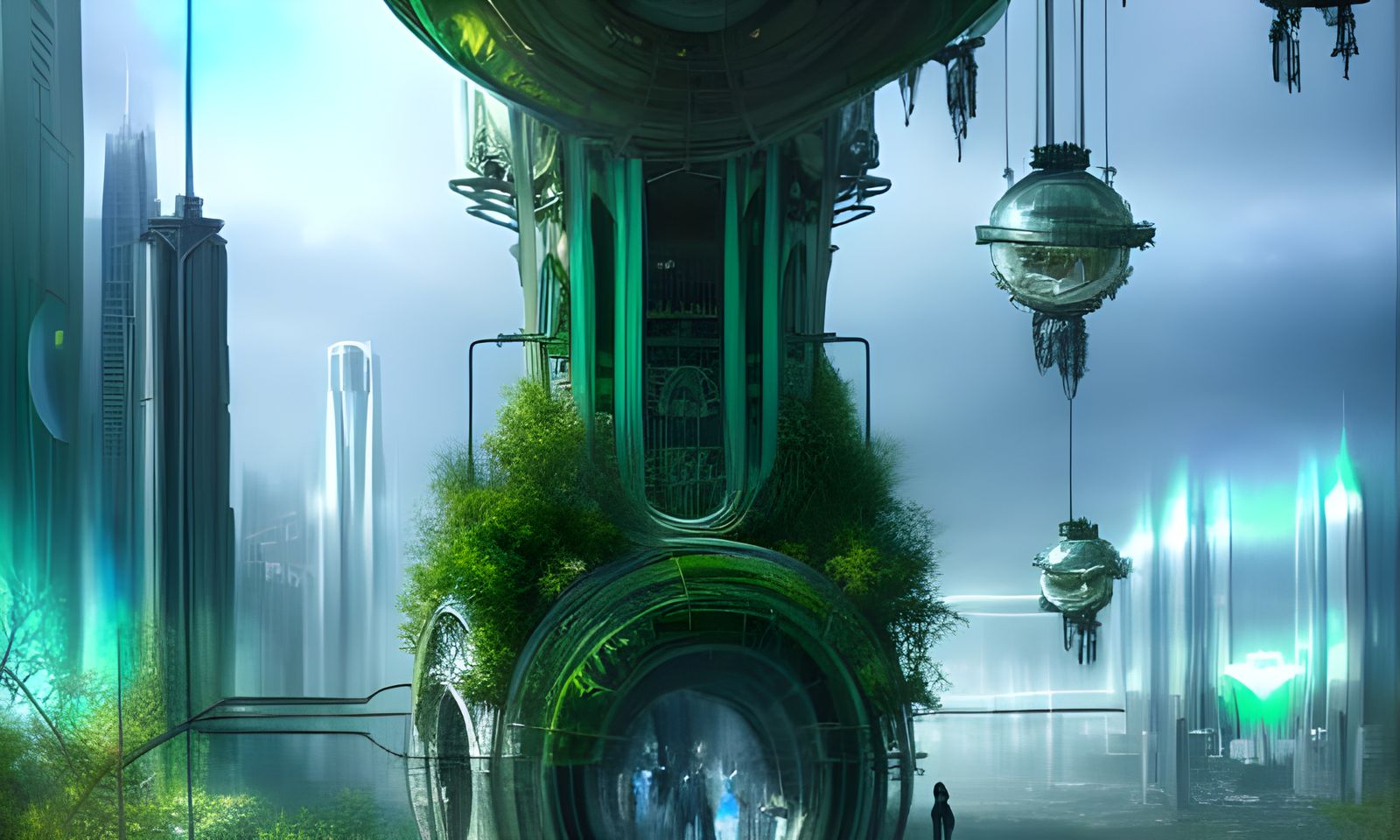 Galactic Solarpunk City with Botanical Gardens