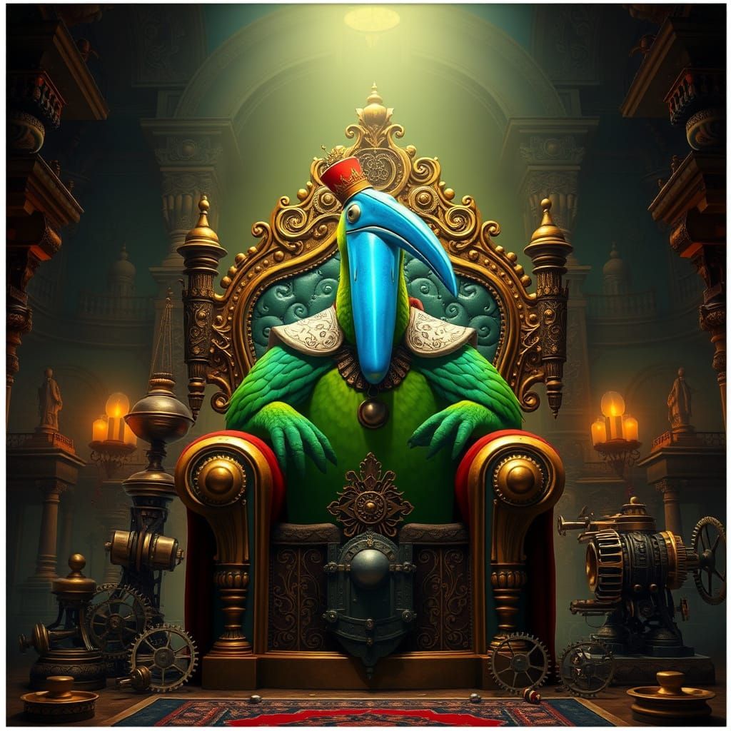 Steampunk Platypus King Reigns in Vibrant Indian Palace