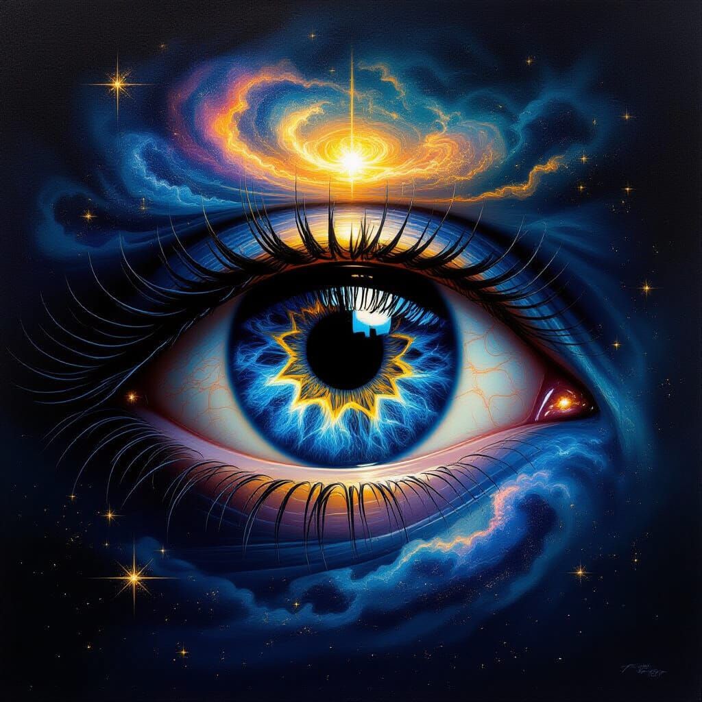 All-Seeing Cosmic Eye Oil Painting
