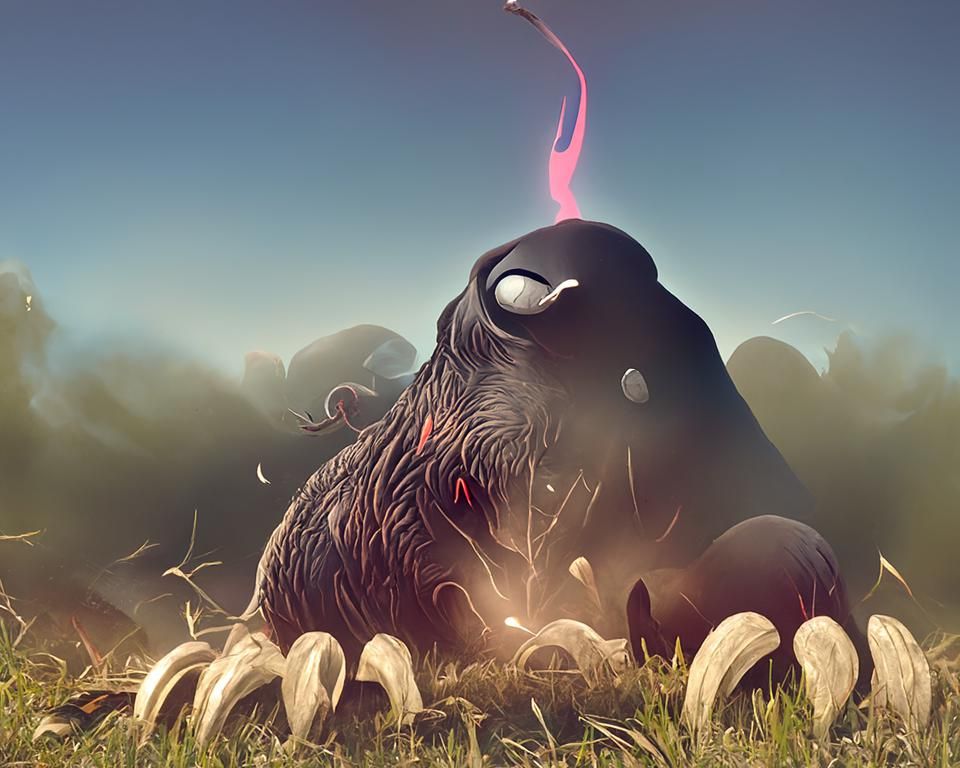 Scary Horned Mole Emerges: Digital Black Paper Art