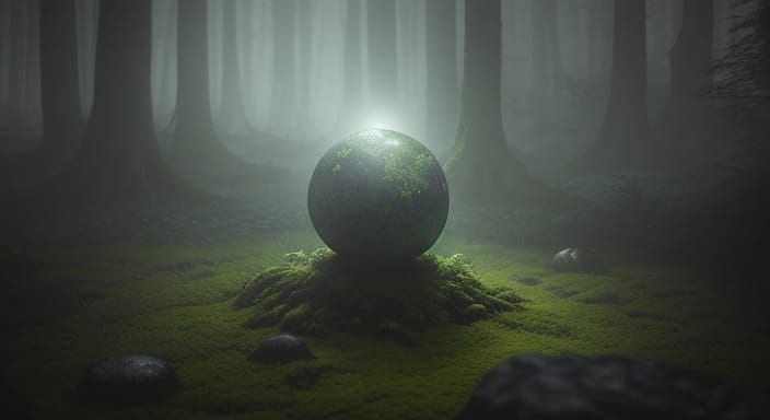 Mysterious Glowing Stone in Enchanted Forest