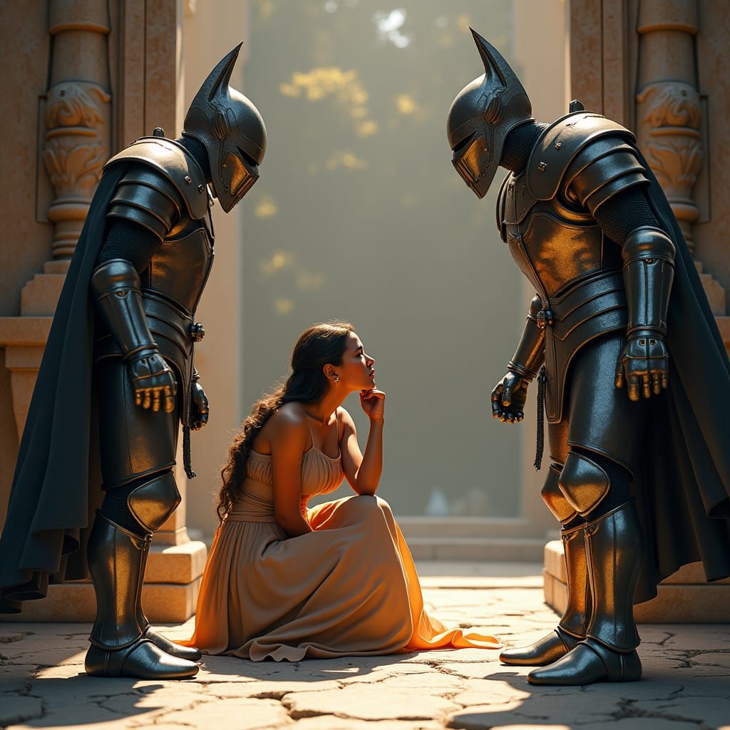 Distressed Woman Amidst Medieval Argument