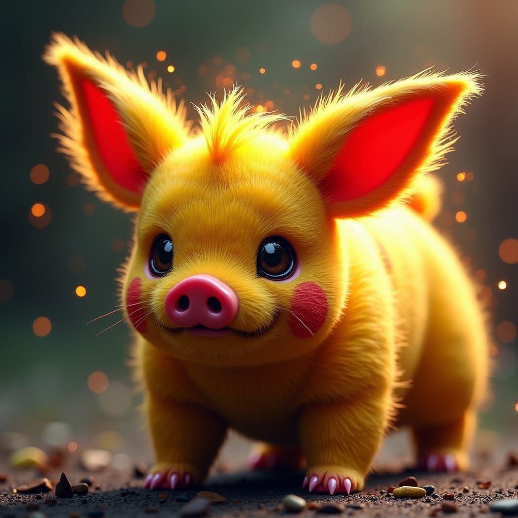 Electric Red Pig Hybrid in Hyperrealistic Detail