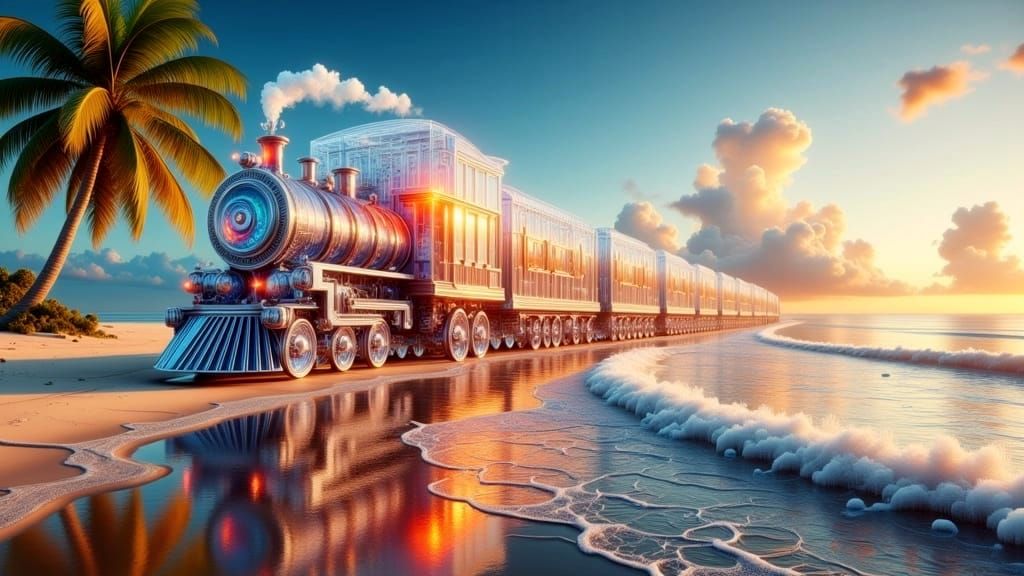 the fantasy evening train to the sea

<lora:Yin-Yang scenery...