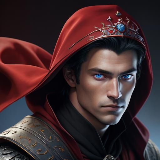 Warrior Prince Portrait with Piercing Blue Eyes