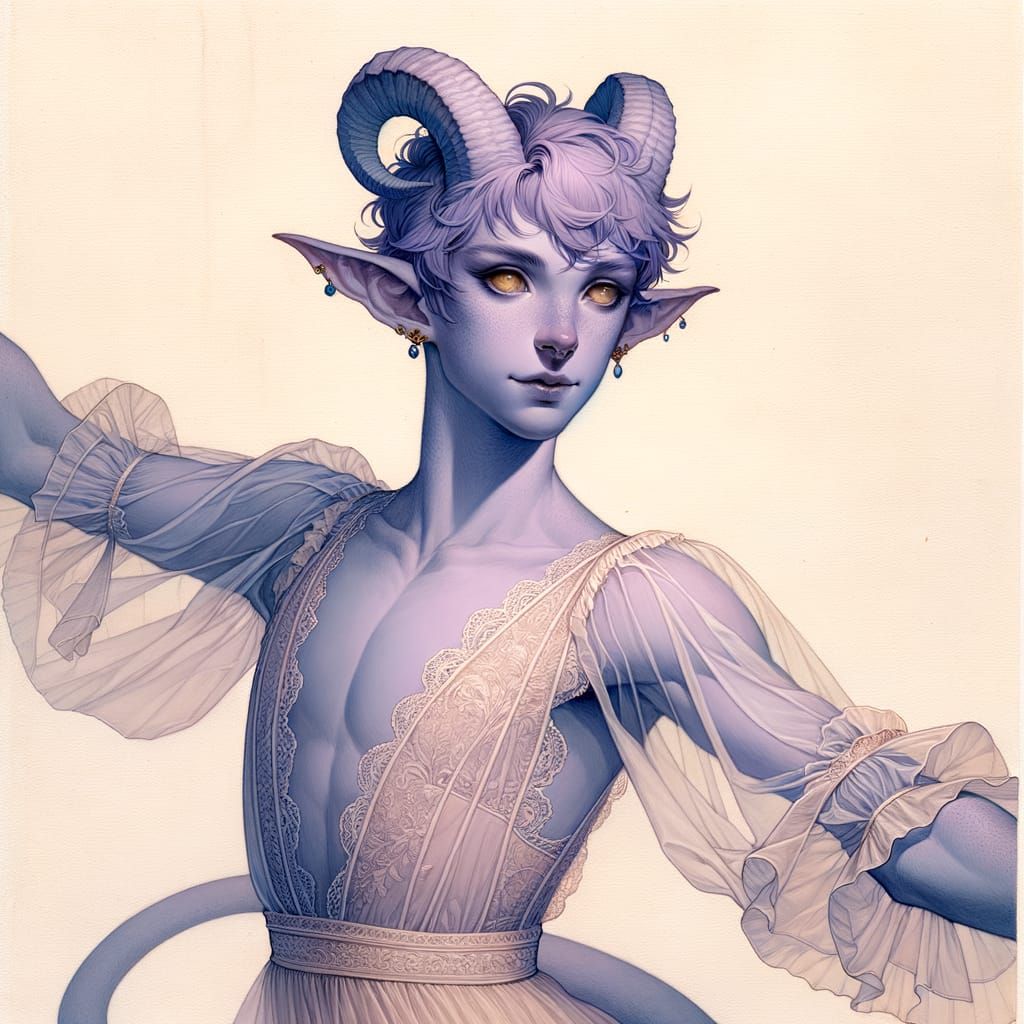 Tiefling Dancer in Impressionistic Romanticism Style