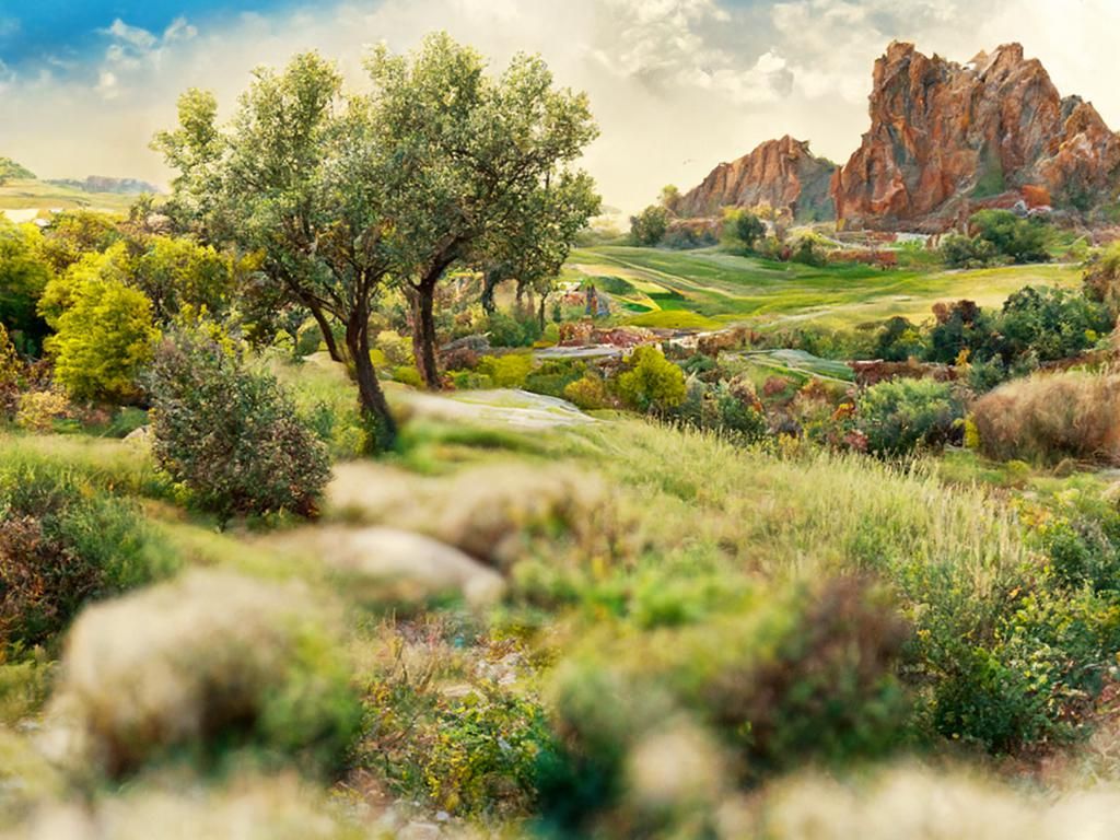 Pre-Raphaelite Landscape Vista in Veduta Style