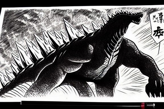 Godzilla vs Titans: Manga Style Ink Battle