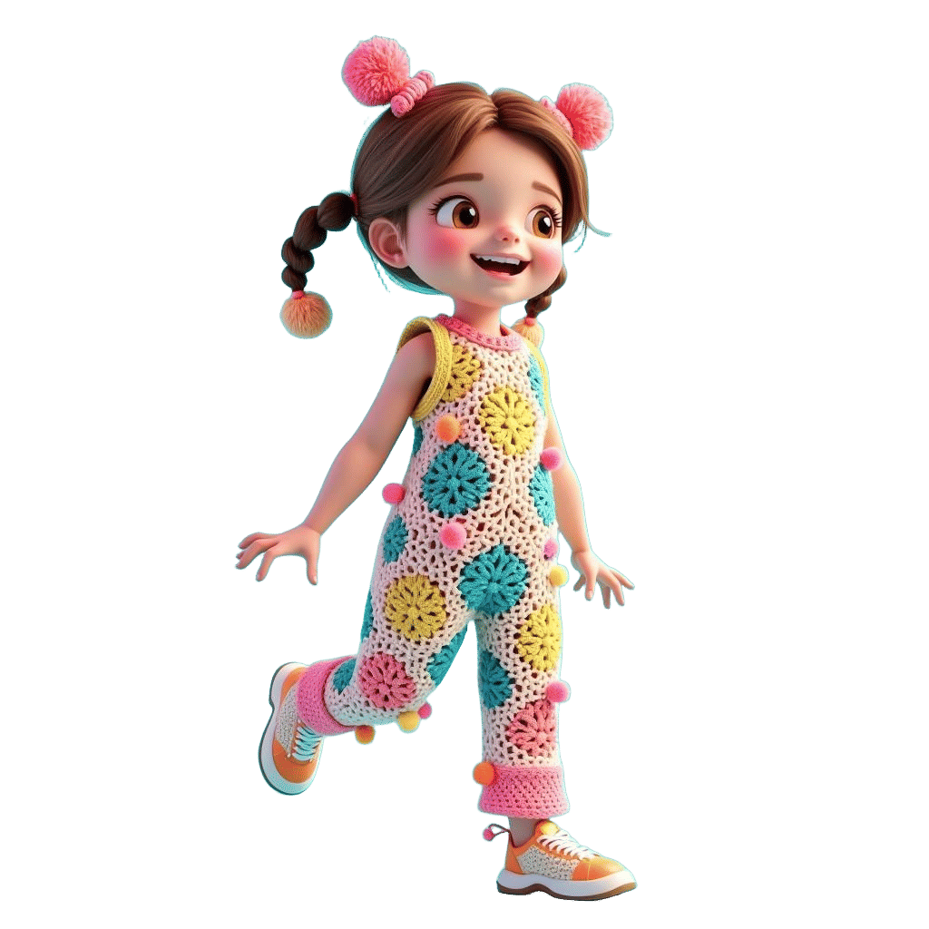 Crochet Jumpsuit Outfit in 3D Cartoon Style