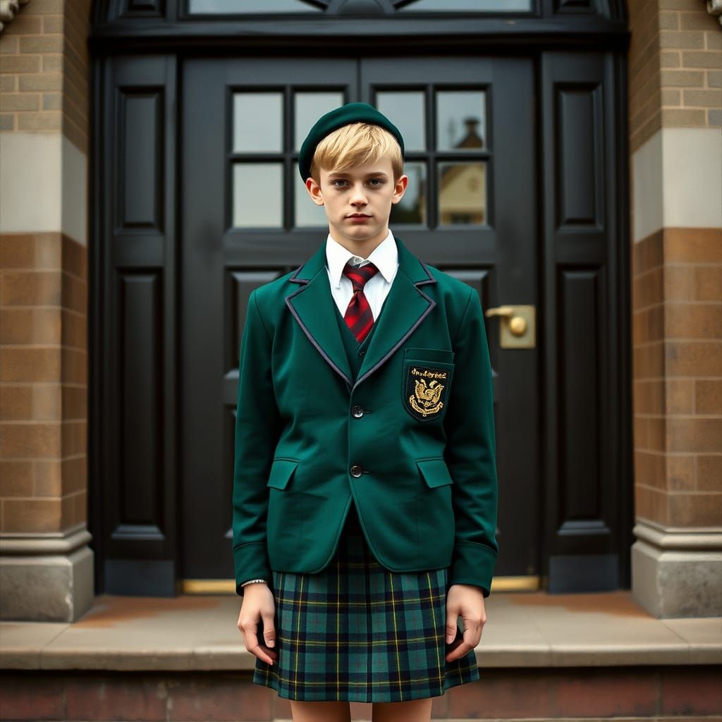 Man in Schoolgirl Uniform at Victorian School